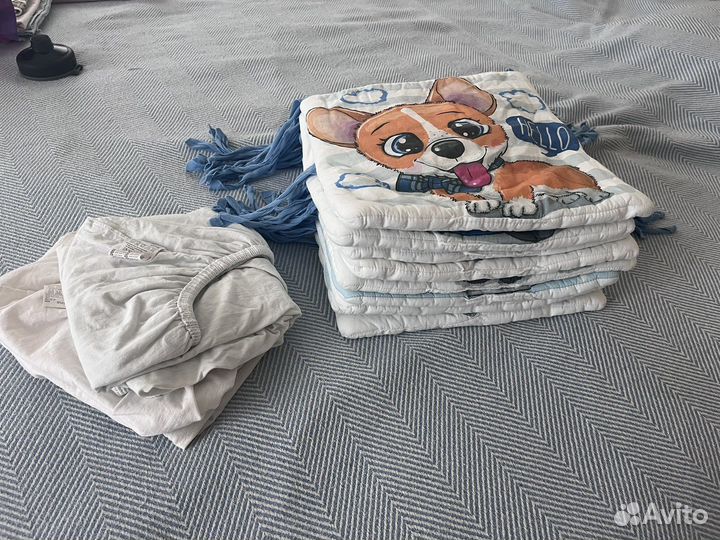 Бортики для кроватки+ 2 простыни