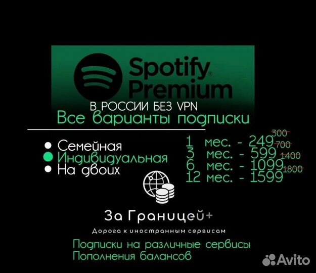 Подписка Spotify индивидуальная