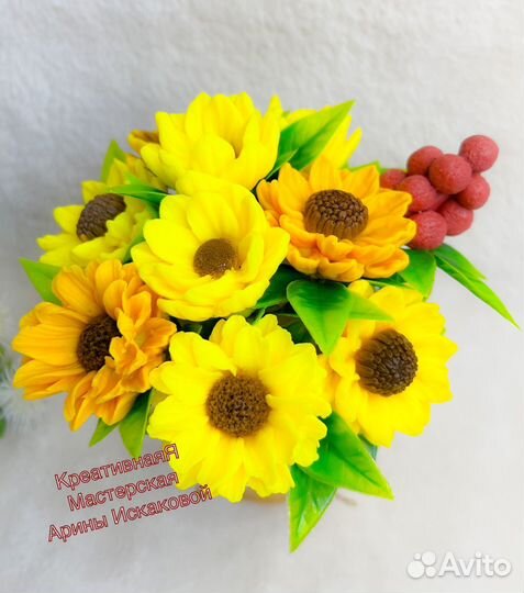 Букет из мыла с подсолнухами, день учителя