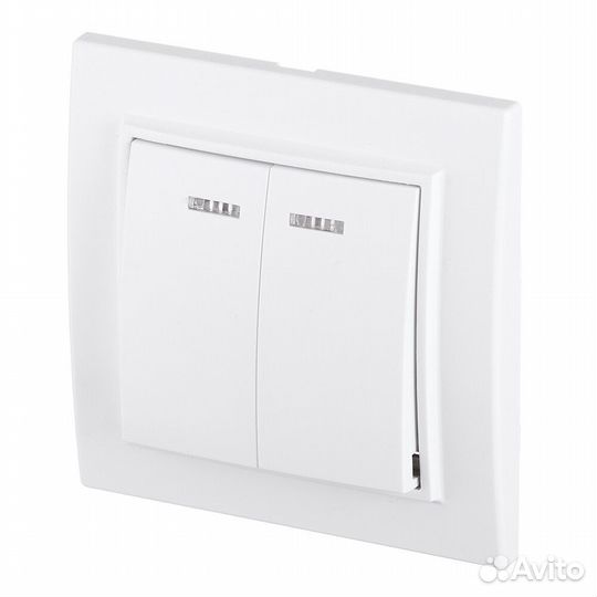 Выключатель с рамкой EKF Минск ERV10-123-10 двухклавишный скрытая установка белый с подсветкой