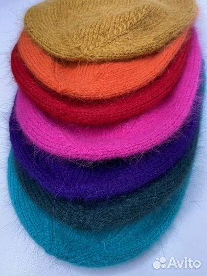 Шапка бини ручной работы пух норки