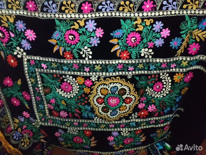 Узбекское винтажное Сюзане. Покрывало. Панно