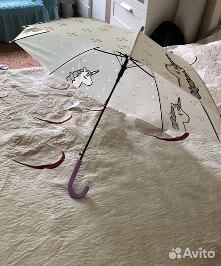 Зонт / зонтик трость детский с единорогом