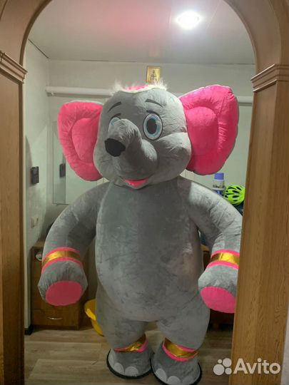 Белый мишка и Слоник поздравление, ростовая кукла