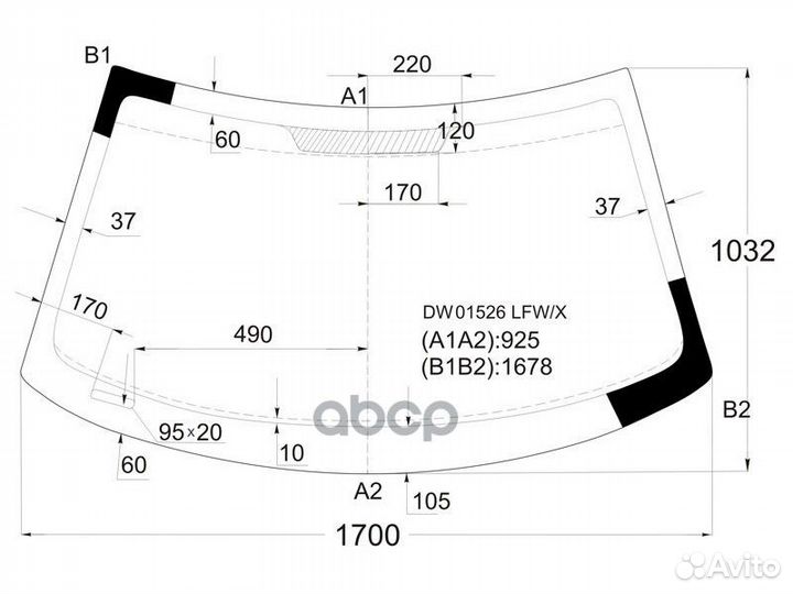 Стекло лобовое Chrysler Pacifica 03-08 DW01526