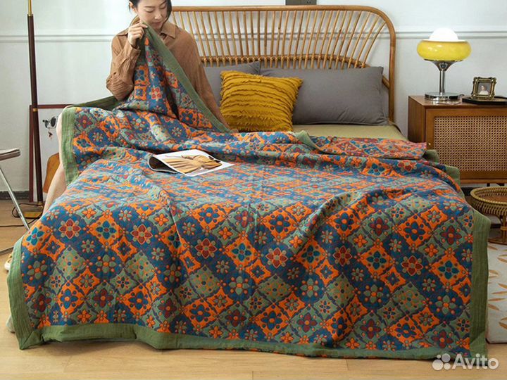 Муcлиновый плед покрывалo 200х230 cм+ 2 наволочки