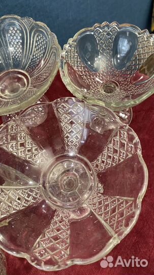 Старинное стекло вазы вареньицы Мальцов клеймо