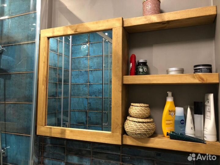 Подвесной шкафчик и зеркало полка мдф\лдсп\массив