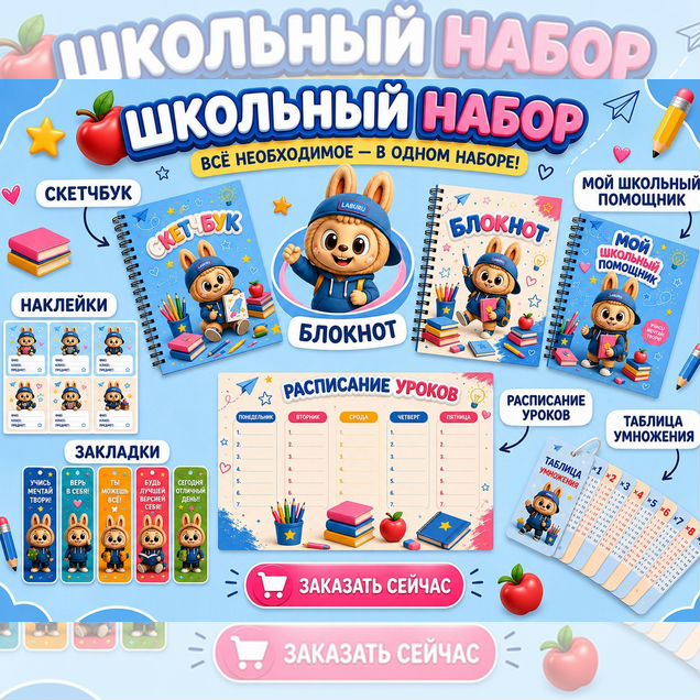 Яркий школьный набор с любимыми героями