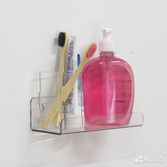 Полка для ванной настенная 198х60х86 мм прозрачная