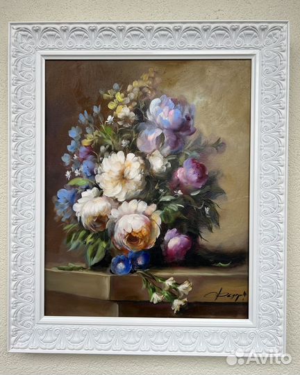 Картина маслом Розы, Сирень, Пионы и Астры