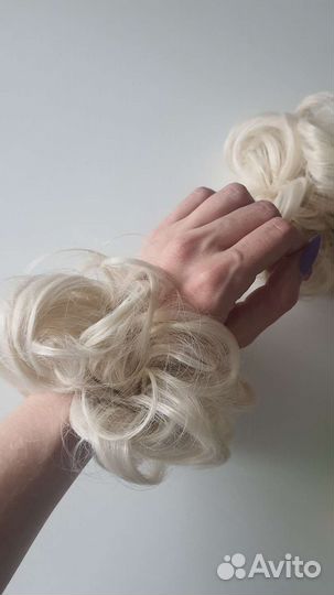 Шиньон на резинке блонд