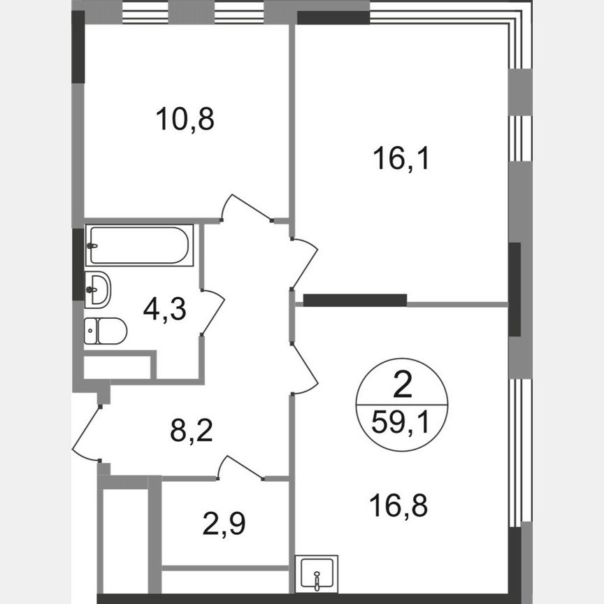 2-к. квартира, 59,1 м², 17/17 эт.