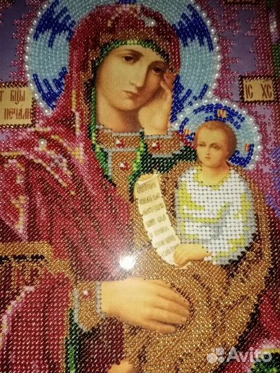 Картина- икона вышитая чешским бисером