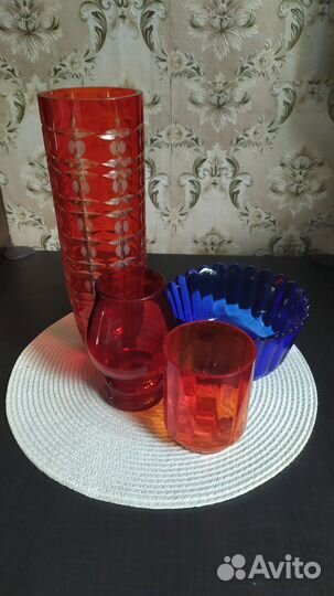 Вазы цветное стекло СССР