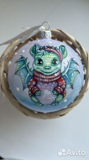Шар ёлочный с дракончиком ручная роспись