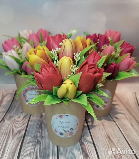 Букет из мыла тюльпаны