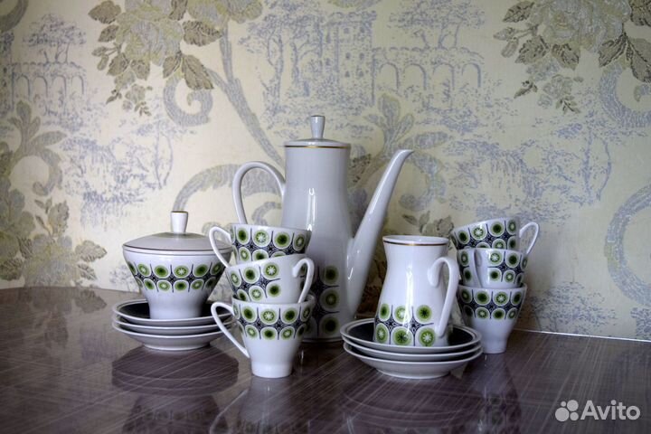 Винтажный кофейный сервиз на 6 персон ГДР