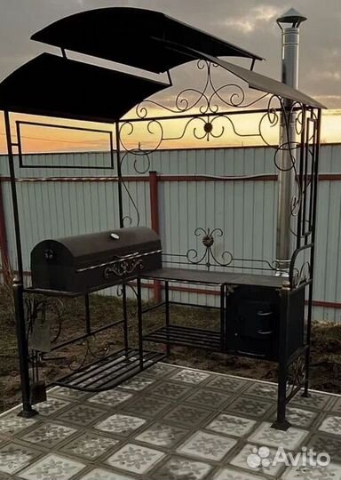 Мангал с печью под казан