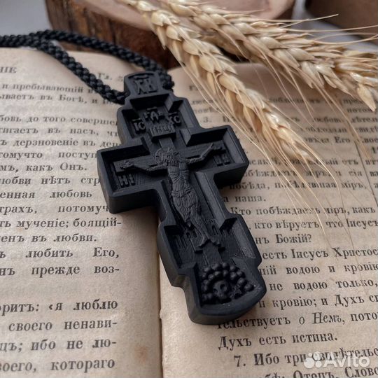 Крест мужской с Богородицей на гайтане