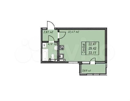 Квартира-студия, 33 м², 7/14 эт.