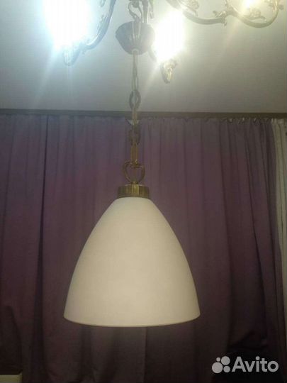 Люстры на 1 лампу бронза+стекло
