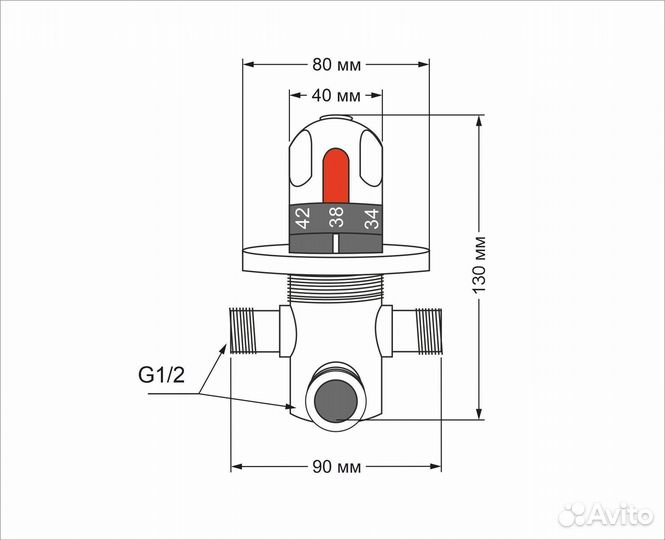 Термостатический смеситель хром