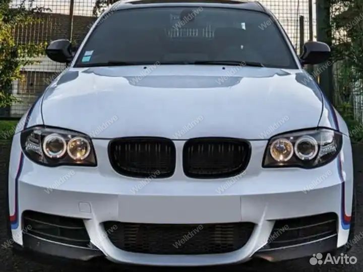 Клыки переднего бампера BMW 1 E82 E88 черные
