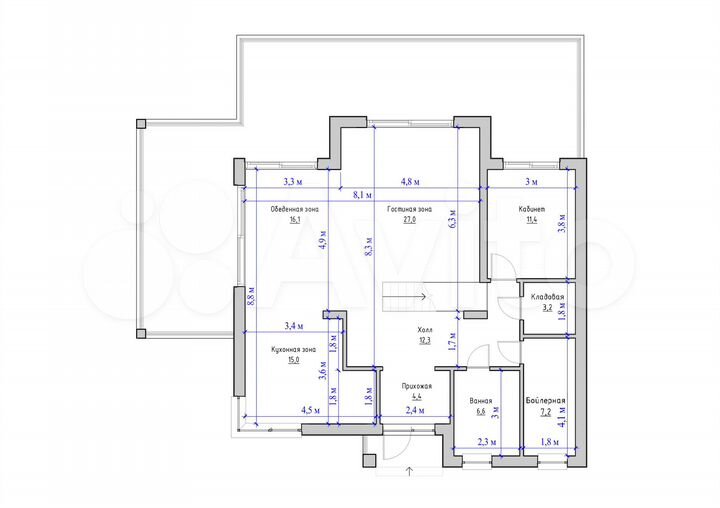 Коттедж 219 м² на участке 6,8 сот.