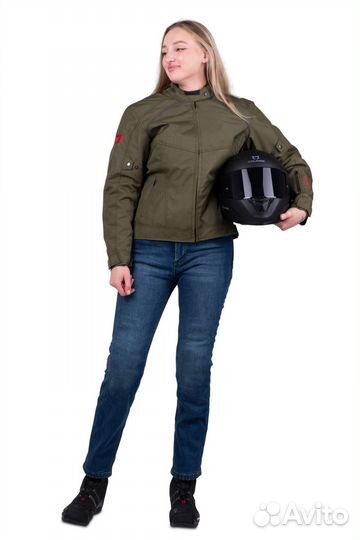 Motorradjacke Course Two Seasons 3.0 Damen Khaki-Grün grün