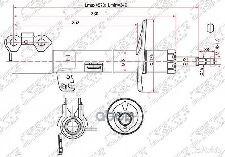 Стойка передняя toyota caldina 02-07 LH