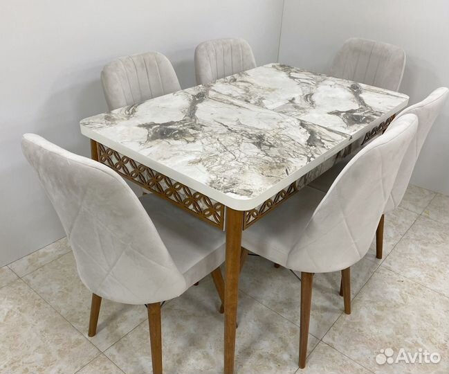 Стол обеденный раздвижной и стулья 6 шт