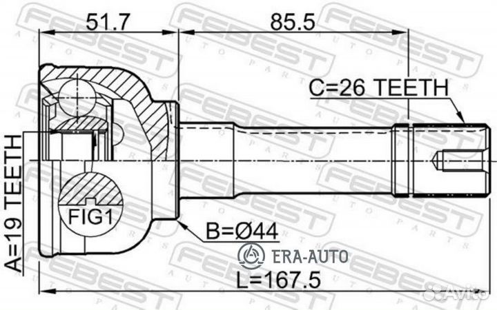 Febest 0710-SN413 ШРУС наружный 19X55.6X26 0710-SN