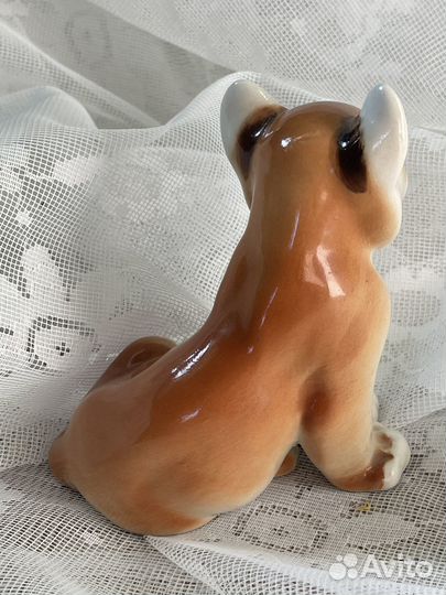 Фарфоровая статуэтка львёнок. лфз. Винтаж, СССР