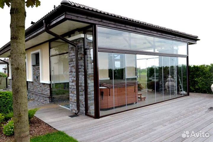 Окна для террас. Безрамные системы