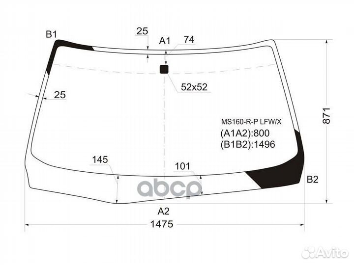 Стекло лобовое Toyota Crown 99-07 MS160-R-P LFW/X