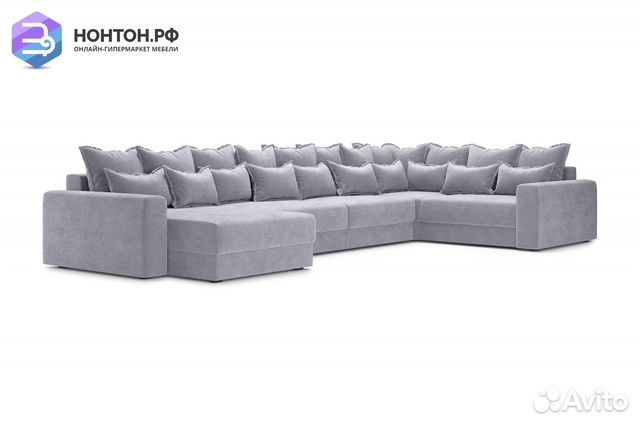 Диван п-образный тик-так Омега серый