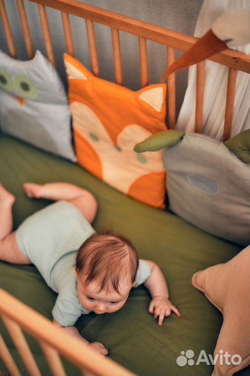 Бортики в кроватку зверушки