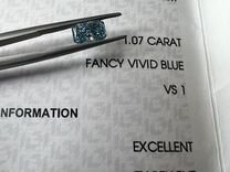Голубой бриллиант cvd в огранке радиант 1.07 ct