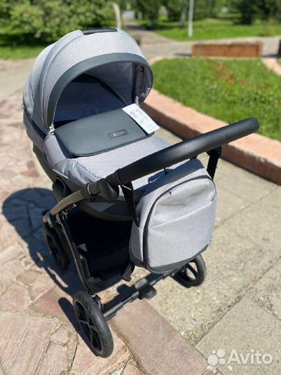 Коляска Tutis Nanni 2в1серый /т.серый кожа/чер.рам