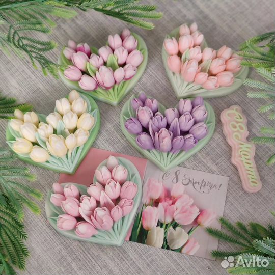 Букет сердце. Тюльпаны. мыло ручной работы