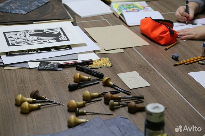 Обучение линогравюре, печатным техникам