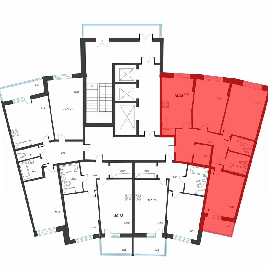 3-к. квартира, 77,6 м², 11/22 эт.