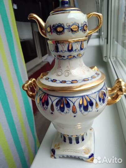 Самовар Гжель СССР стеклянный