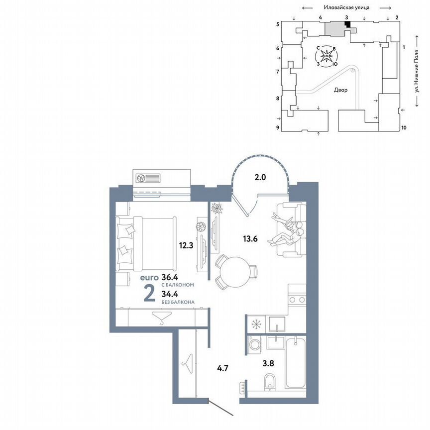 1-к. квартира, 35 м², 3/12 эт.
