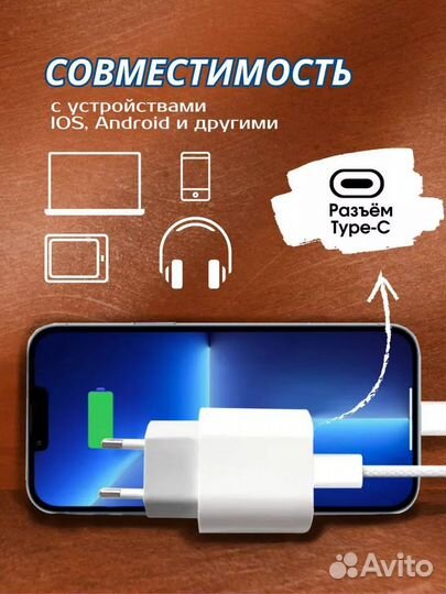 Быстрая зарядка type-c 35W для iPhone 15 и Android