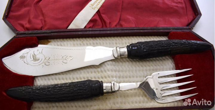 Набор для рыбы с серебряными кольцами. 1905 год