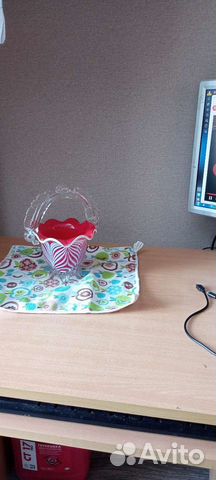 Ваза ссср-Цветное стекло-Красный май