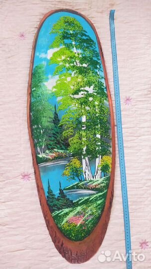 Картины с каменной отделкой на спиле дерева