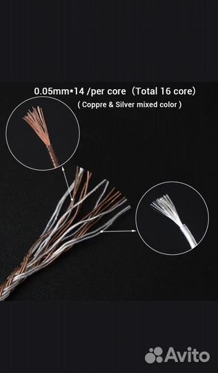 Кабель для наушников nicechk mmcx-4.4mm, 16 жил